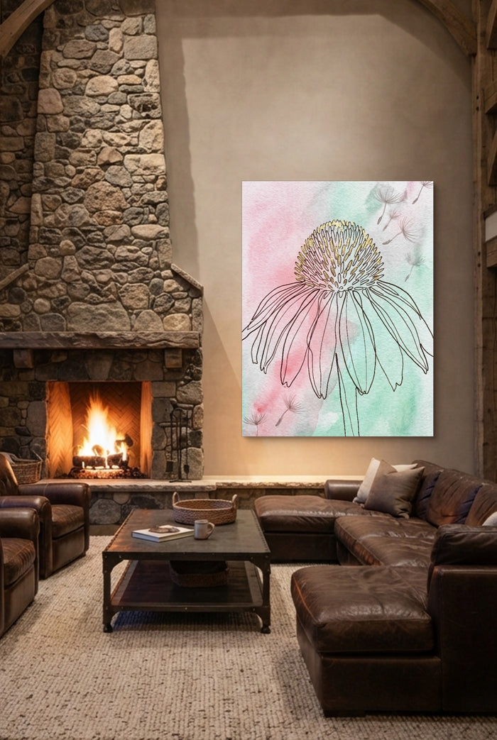 Coneflower Nodding Pale — coneflower nodding pale p living room interior space 1port flush print