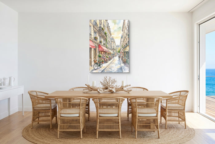 Corner Cafe — corner cafe small dining room with ocean view 1port flush print