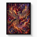 Cosmic Phoenix Soaring — cosmic phoenix soaring white studio framed black