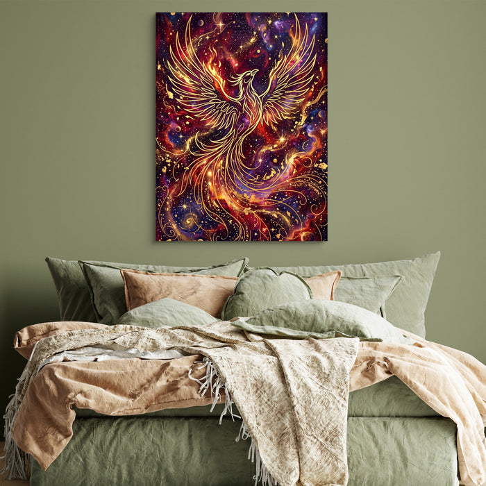 Cosmic Phoenix Soaring — cosmic phoenix soaring sq green bedroom 1port flush print