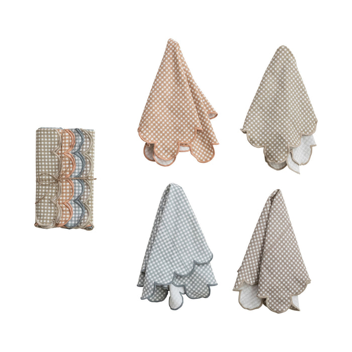 Cotton Scalloped Napkins S/4 w/ Jute