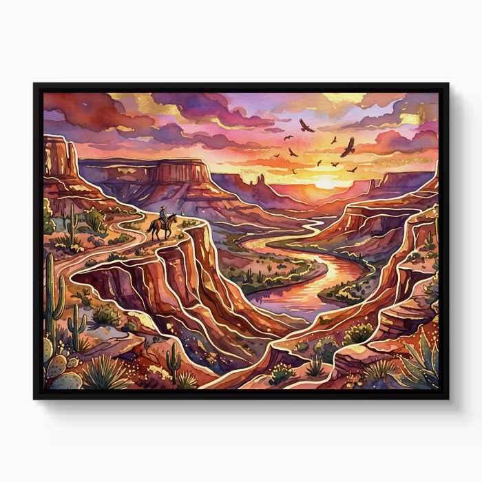 Cowboy Canyon Sunset — cowboy canyon sunset white studio framed black