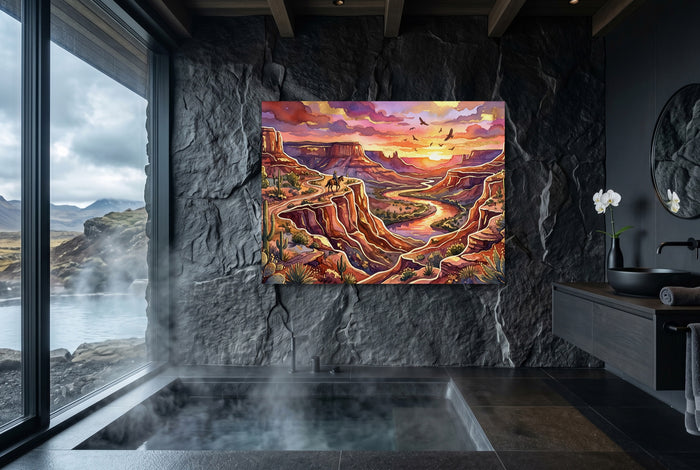 Cowboy Canyon Sunset — cowboy canyon sunset small bathroom with window 1land flush print