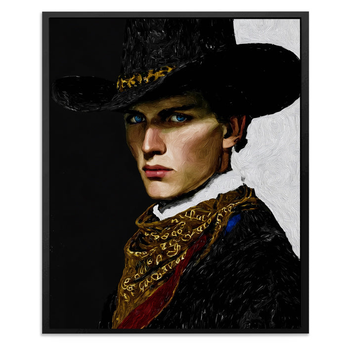 Cowboy Determined Look canvas wall art, room view