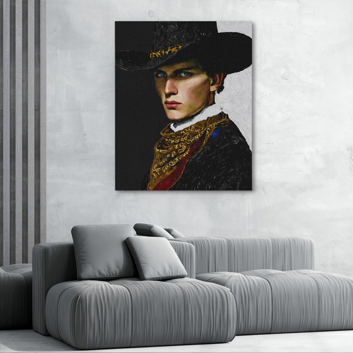 Cowboy Determined Look canvas wall art, room view