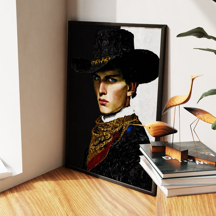 Cowboy Determined Look canvas wall art, room view