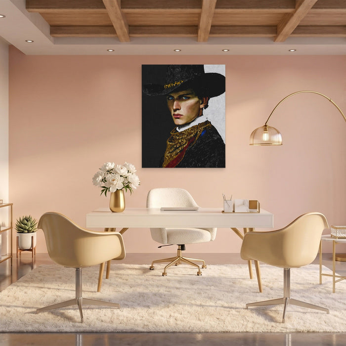 Cowboy Determined Look canvas wall art, room view