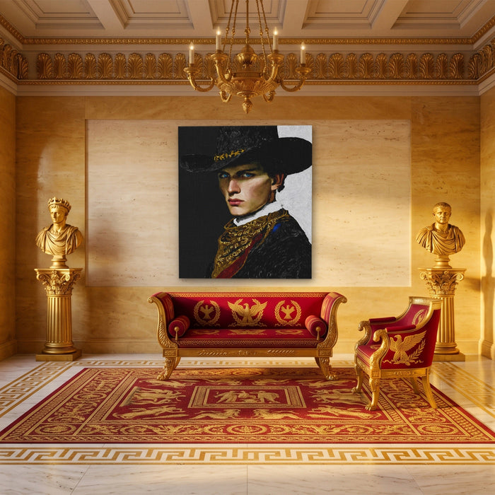 Cowboy Determined Look canvas wall art, room view