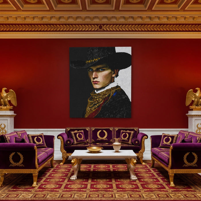Cowboy Determined Look canvas wall art, room view