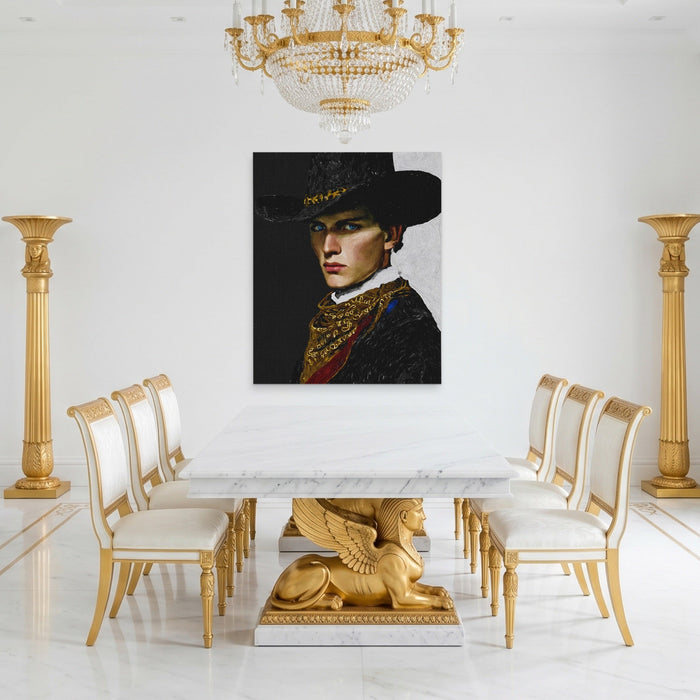 Cowboy Determined Look canvas wall art, room view