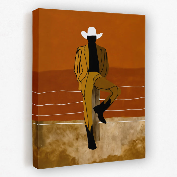 Cowboy Fence Post Relaxed canvas wall art