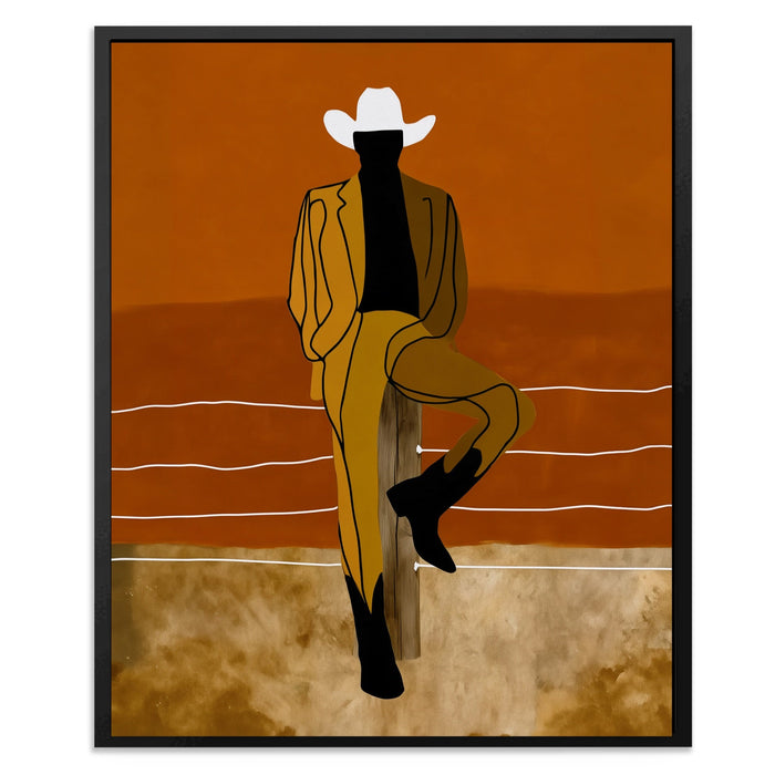 Cowboy Fence Post Relaxed canvas wall art, room view