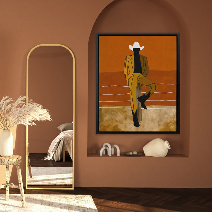 Cowboy Fence Post Relaxed canvas wall art, room view