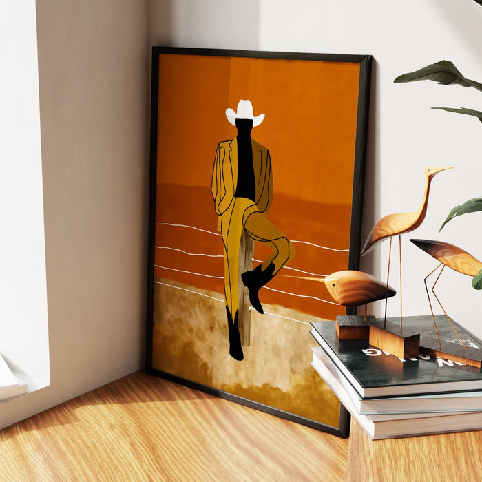 Cowboy Fence Post Relaxed canvas wall art, room view
