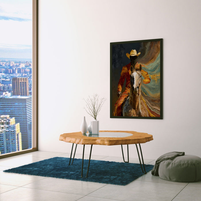 Cowboy Horse Motion canvas wall art, room view