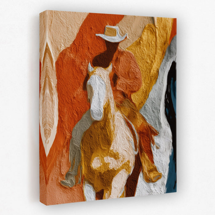 Cowboy Horse Ochre canvas wall art