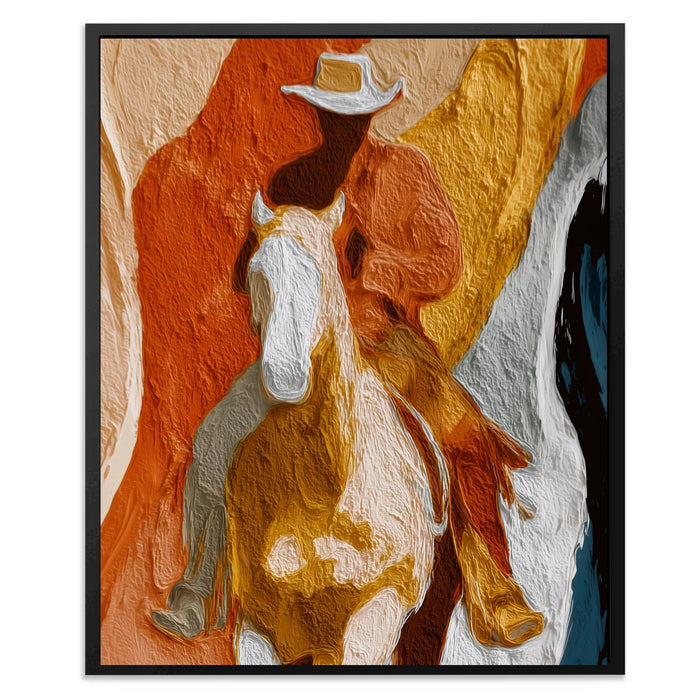 Cowboy Horse Ochre canvas wall art, room view