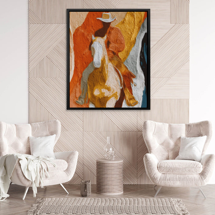 Cowboy Horse Ochre canvas wall art, room view