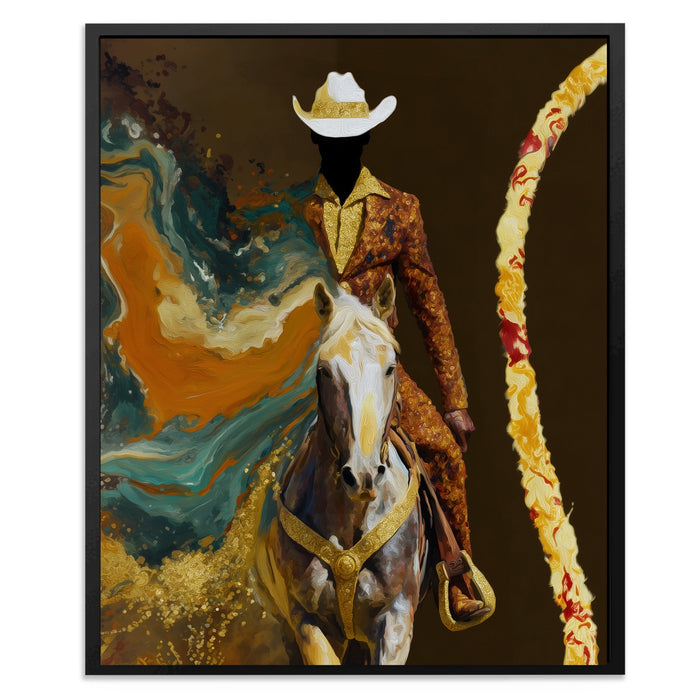 Cowboy Lasso Motion canvas wall art, room view