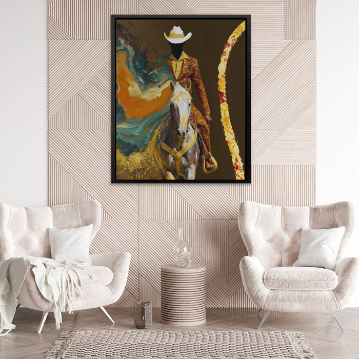 Cowboy Lasso Motion canvas wall art, room view