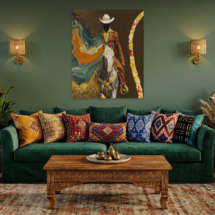 Cowboy Lasso Motion canvas wall art, room view