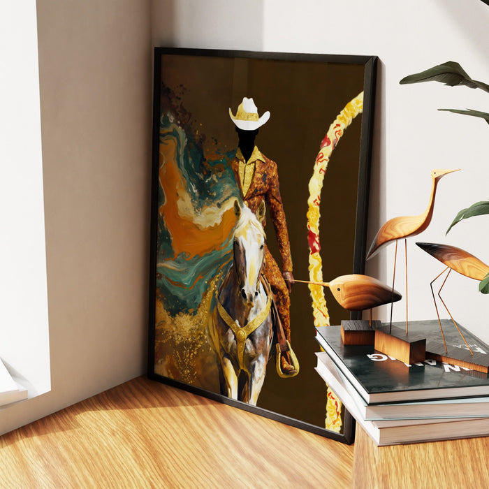 Cowboy Lasso Motion canvas wall art, room view