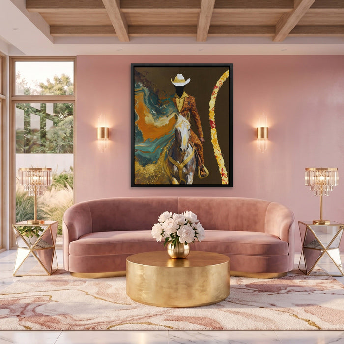 Cowboy Lasso Motion canvas wall art, room view