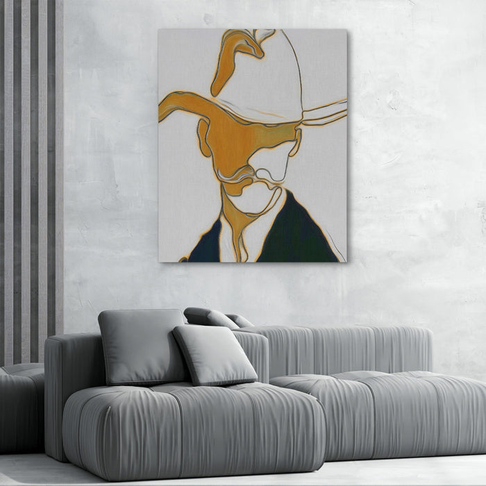 Cowboy Ochre Silhouette canvas wall art, room view