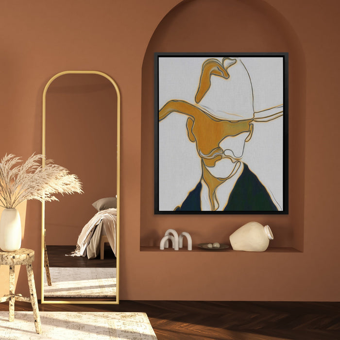 Cowboy Ochre Silhouette canvas wall art, room view