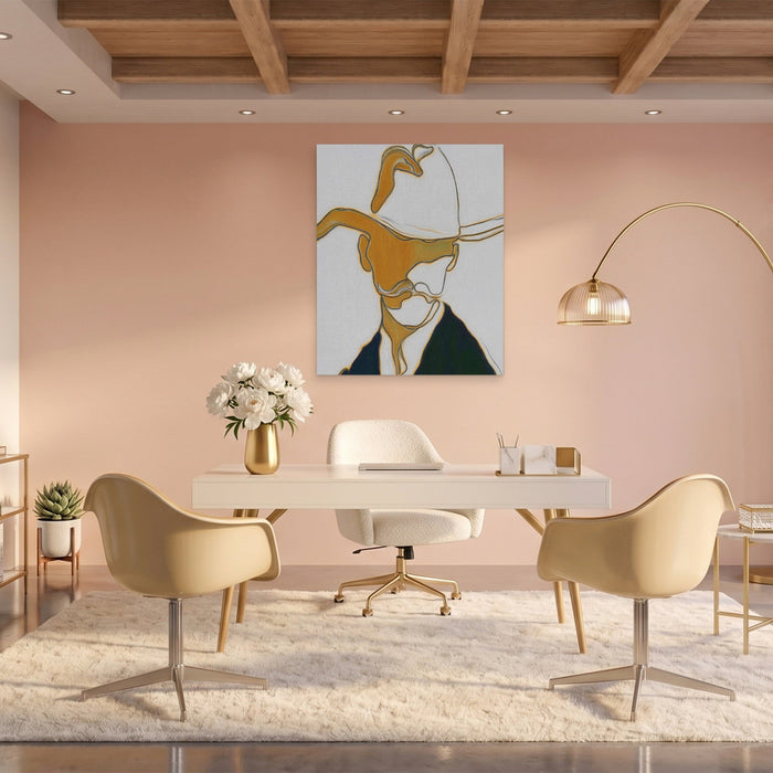 Cowboy Ochre Silhouette canvas wall art, room view