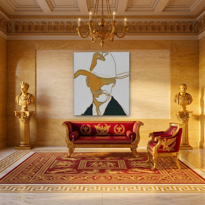 Cowboy Ochre Silhouette canvas wall art, room view
