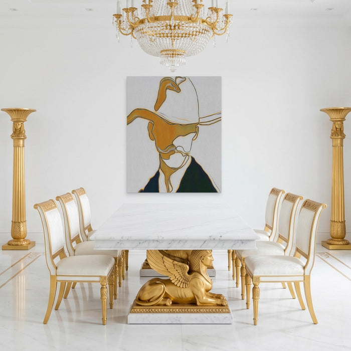 Cowboy Ochre Silhouette canvas wall art, room view