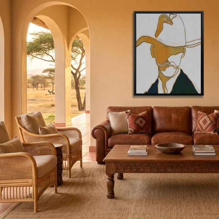 Cowboy Ochre Silhouette canvas wall art, room view