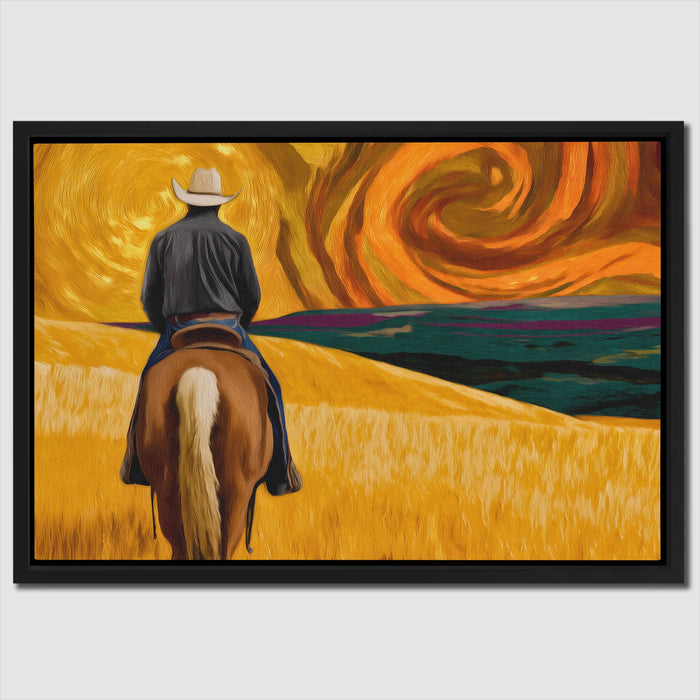 Cowboy Starry Pasture canvas wall art
