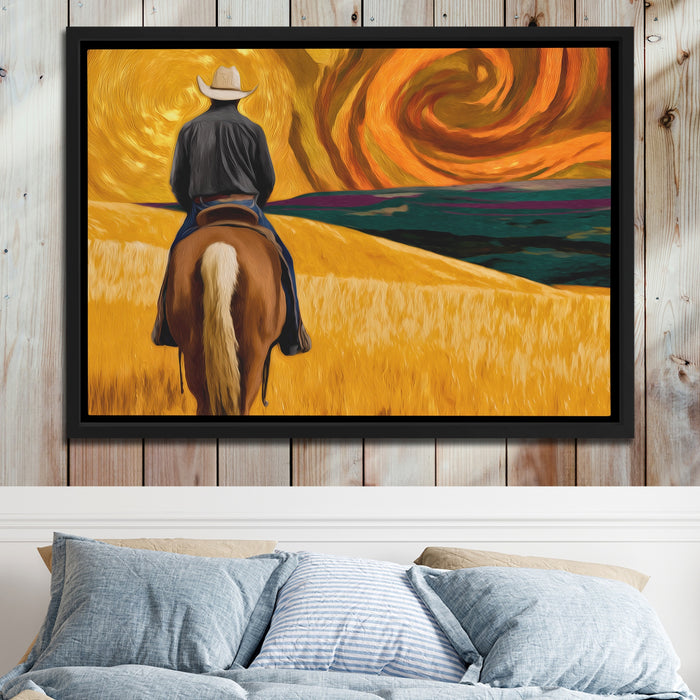 Cowboy Starry Pasture canvas wall art, room view