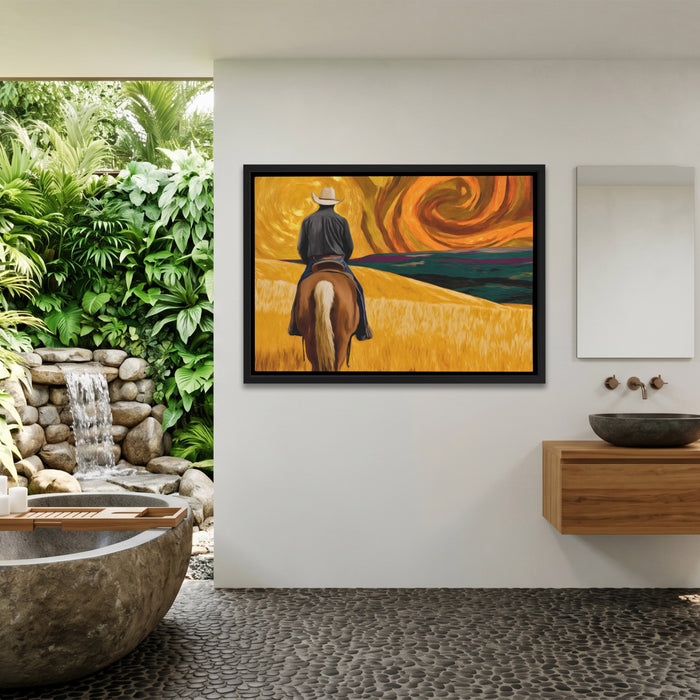Cowboy Starry Pasture canvas wall art, room view