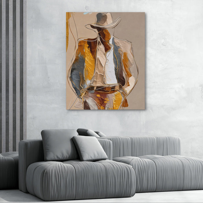 Cowboy Striped Gestural canvas wall art, room view