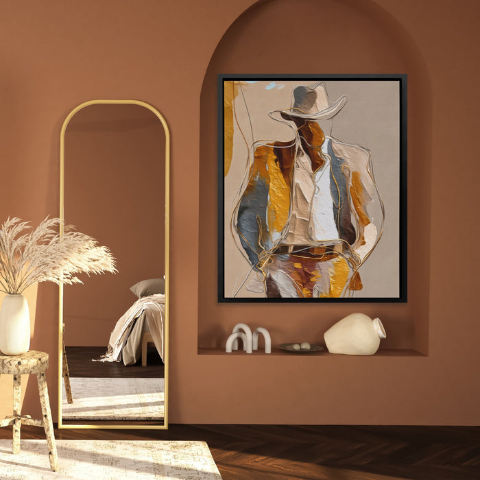 Cowboy Striped Gestural canvas wall art, room view
