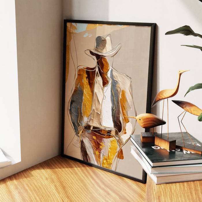 Cowboy Striped Gestural canvas wall art, room view