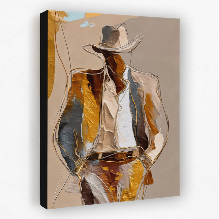 Cowboy Striped Gestural canvas wall art, room view