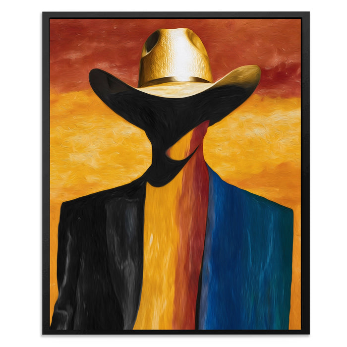 Cowboy Sunset Silhouette canvas wall art, room view