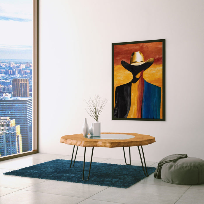 Cowboy Sunset Silhouette canvas wall art, room view
