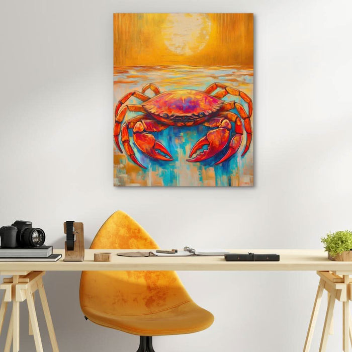 Crab Meets Sun - Earth Tones Canvas Wall Art