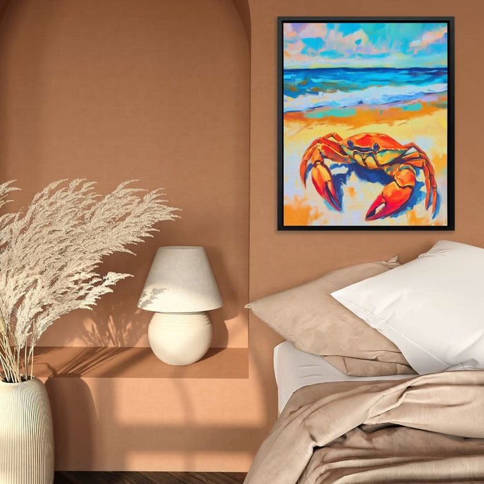 Crabby Beach - Orange Coastal Canvas Print