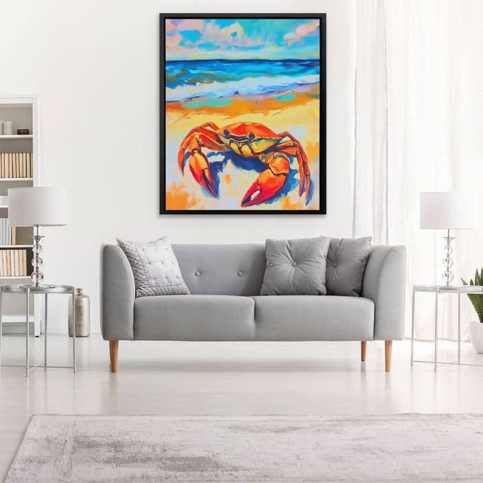 Crabby Beach - Orange Canvas Wall Art