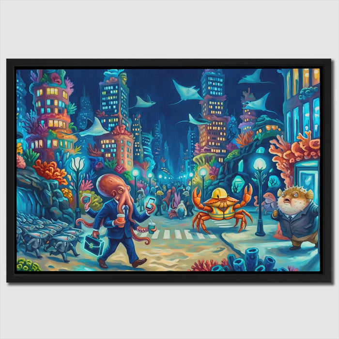 Crabs Morning Traffic canvas wall art, room view