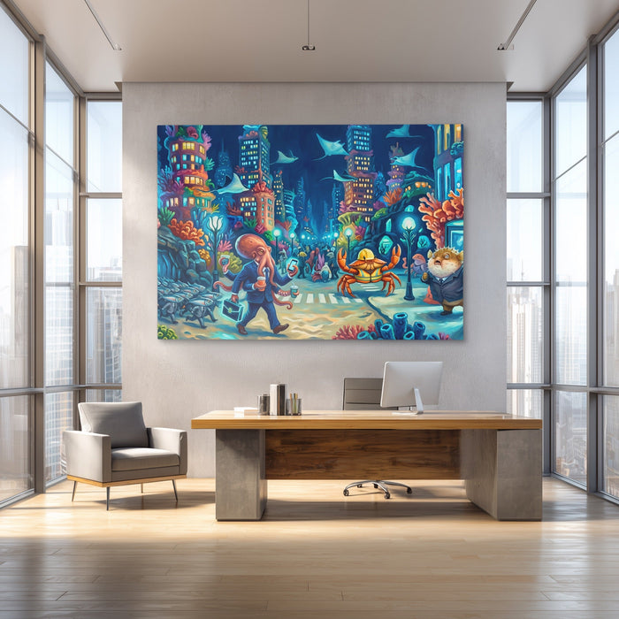 Crabs Morning Traffic canvas wall art, room view