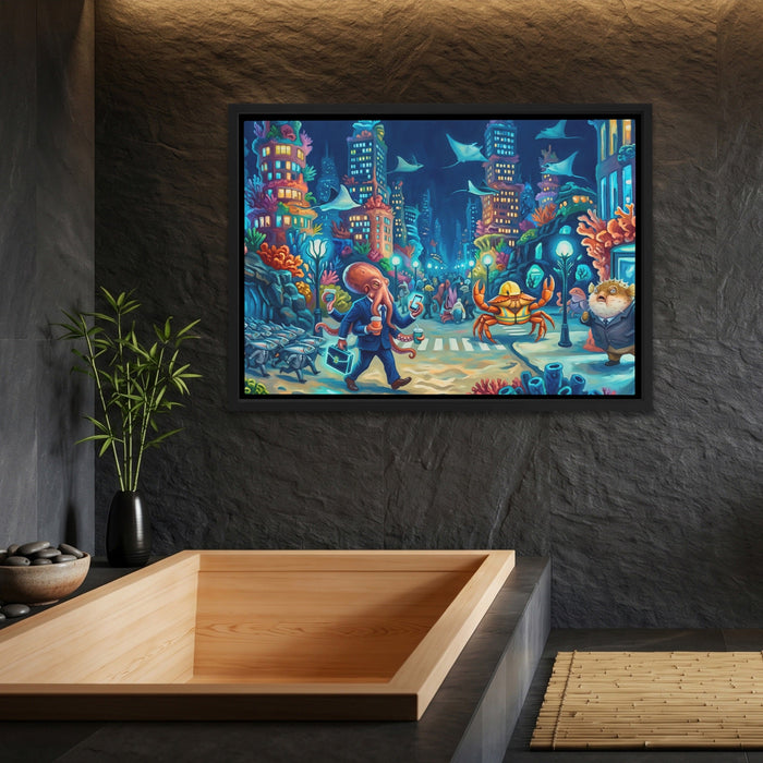 Crabs Morning Traffic canvas wall art, room view