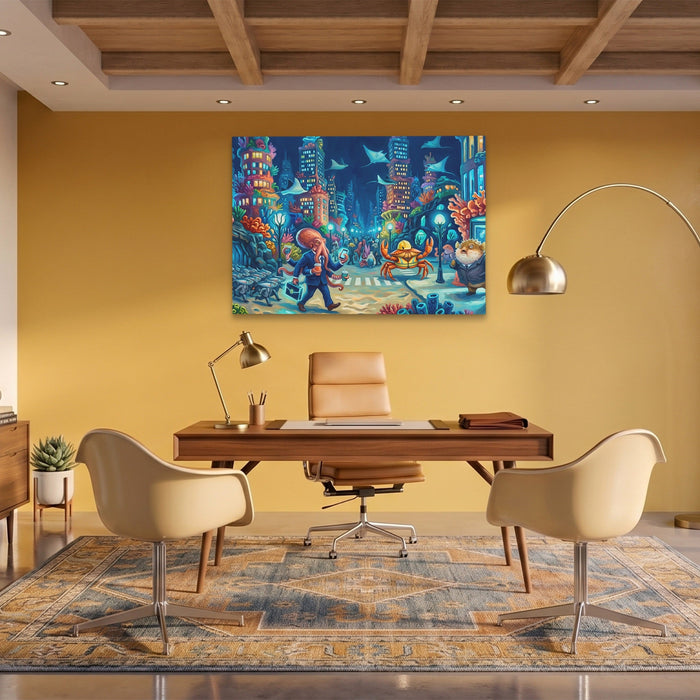 Crabs Morning Traffic canvas wall art, room view