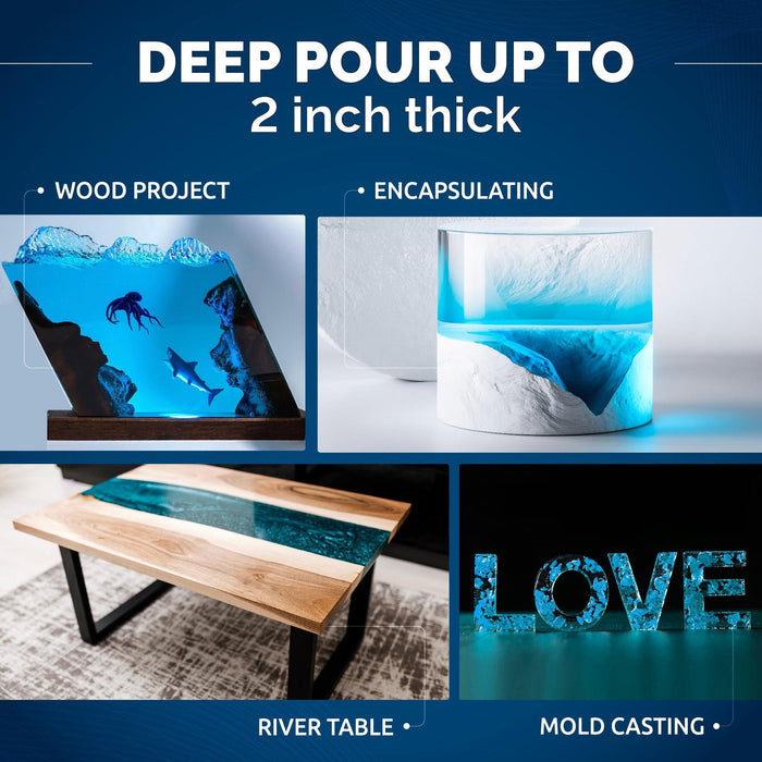 Epoxy resin for deep pours up to 5cm in molds and table designs